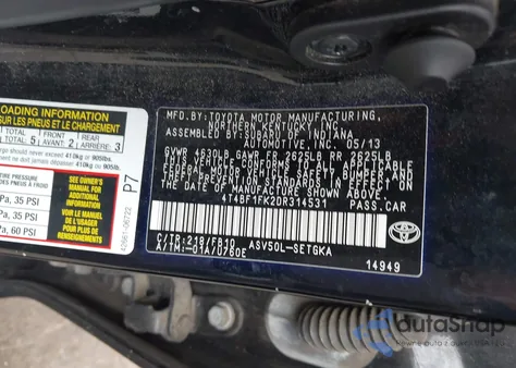 2013 Toyota Camry Xle из США, поврежденный, VIN 4T4BF1FK2DR314531